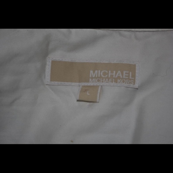 Like new worn once Michael Kors white shirt with leather accents women’s large - Picture 3 of 3